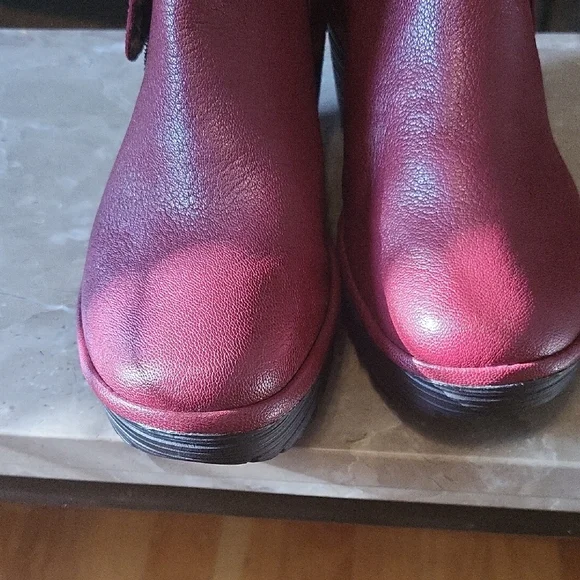 Fly London Red Ankle Booties with Rugged Sole - Picture 10 of 10